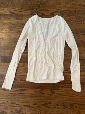 Free People Intimately Ivory Deep V Long-Sleeve Top